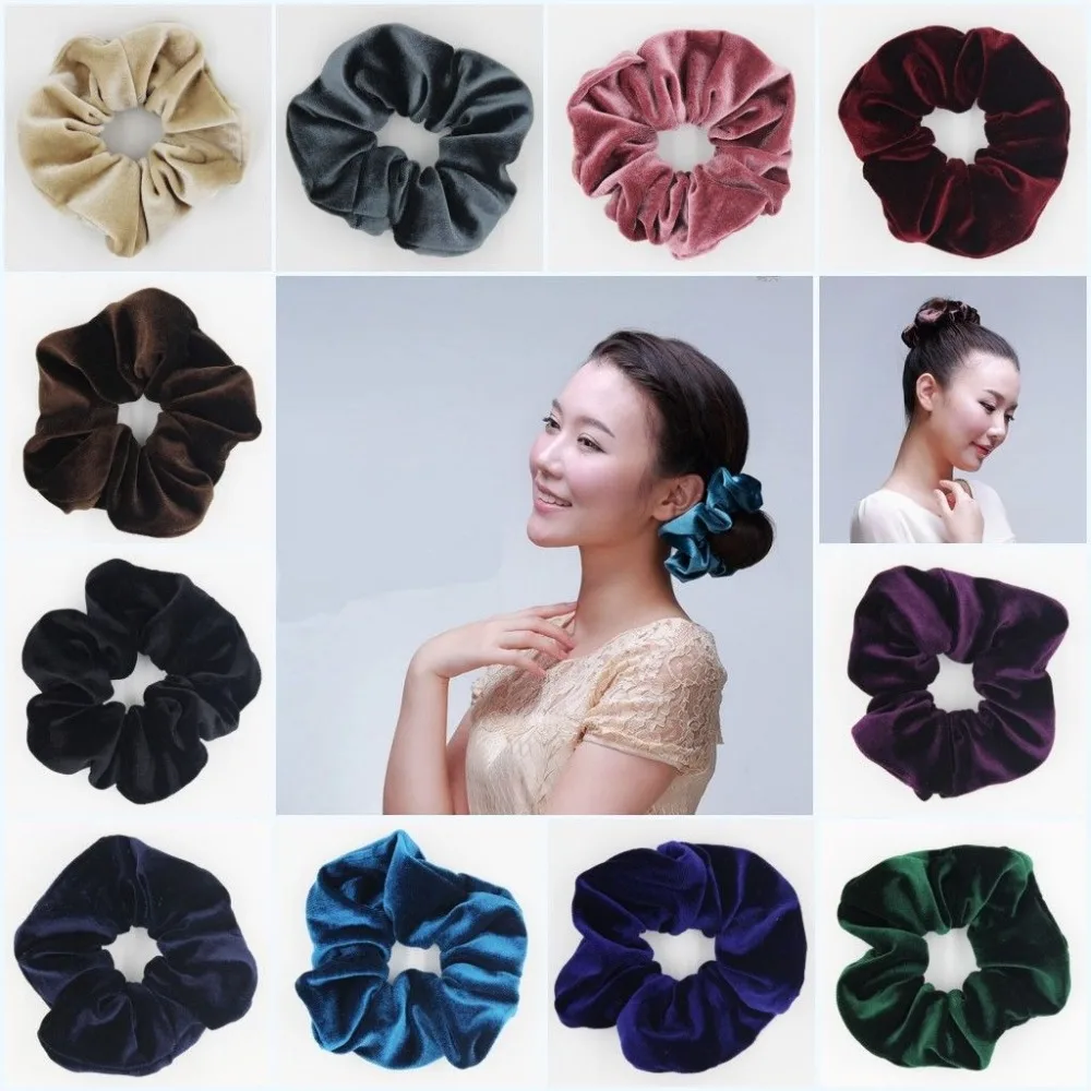 

Velvet Elastic Hair Scrunchie Scrunchy Hairbands Head Band Ponytail Holder middle size