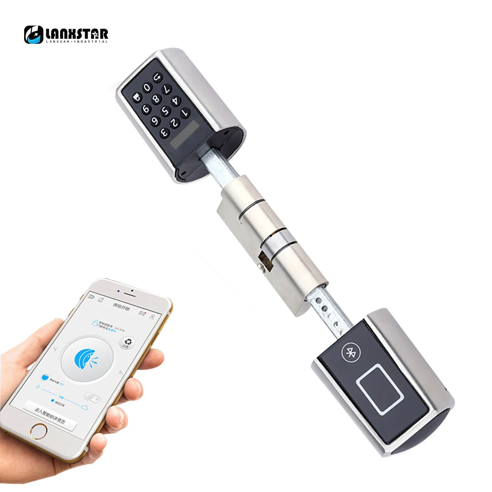 LANXSTAR регулируемый электронный автоматизированный замок разблокировка паролем Bluetooth аппаратный замок без ключа евро замок цилиндр
