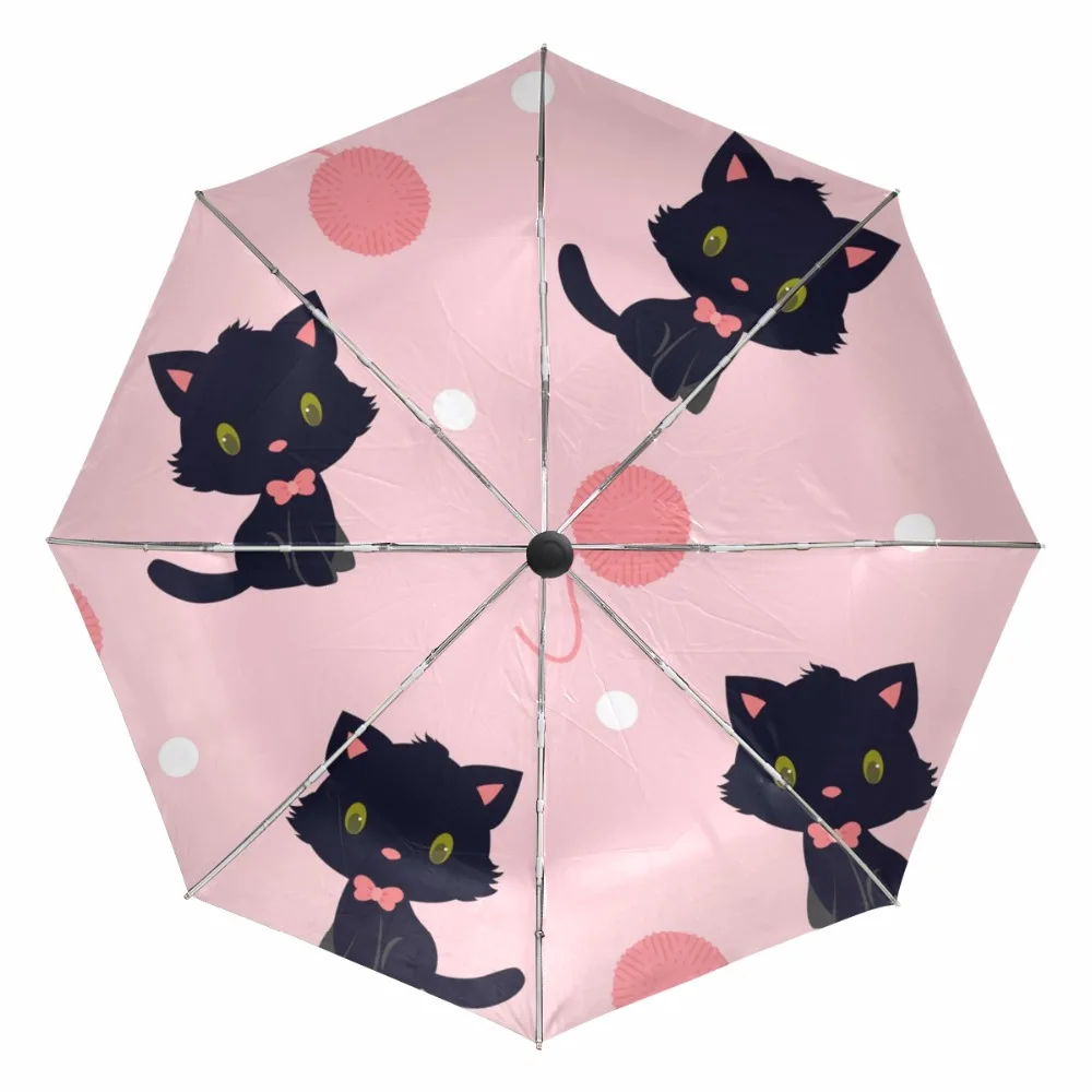 Мультяшный котенок кошачий зонт на заказ солнечный и дождливый женский дизайн
