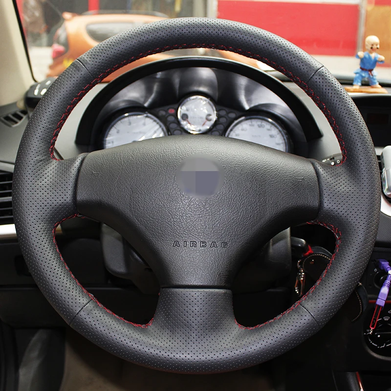 Чехол на руль BANNIS для Peugeot 206 2007 2009 /207 / Citroen C2 черный кожаный чехол ручной