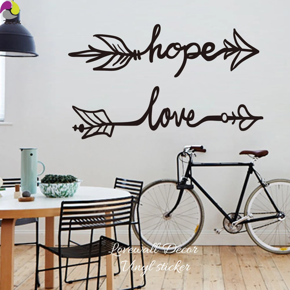 Наклейка на стену в стиле бохо со стрелками и надписью Hope Love|vinyl diy|quote wall decalwall sticker