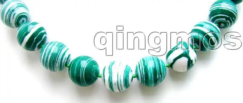 Красивый большой 14 мм круглый камень в зеленую полоску 18 &quotожерелье и серьги