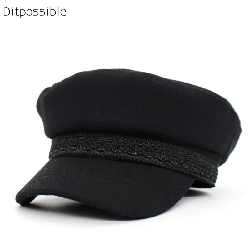 Ditpossible new fashion women military hat wool cotton hats for |