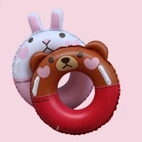 kids cartoon brown bear swimming ring kenai rabbit with handle child gift float children summer fun inflatable pool float toys