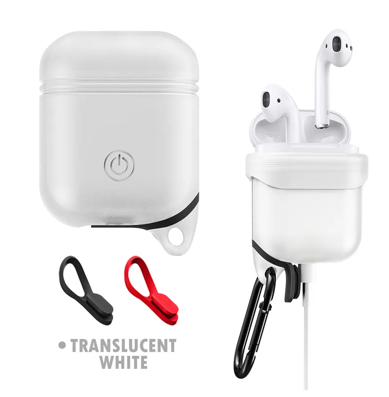 Водонепроницаемый чехол для наушников для Airpods противоударный защитный чехол для гарнитуры Чехлы для AirPods чехол милый флуоресцентный ТПУ силиконовый - Цвет: White