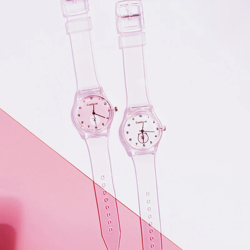 Fashion girl watch New Silicone Transparent jelly strap Candy Color Cute Student Watch girls watches kids watches montre enfant