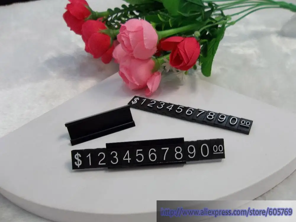 Черный пластиковый доллар цена бирки для ювелирных изделий дисплей (30 шт) Знак Cub