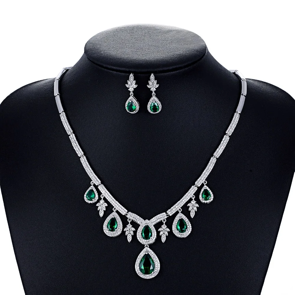 

Кристалл CZ кубический цирконий свадебное ожерелье серьги набор ювелирных изделий для женщин аксессуары CN10051