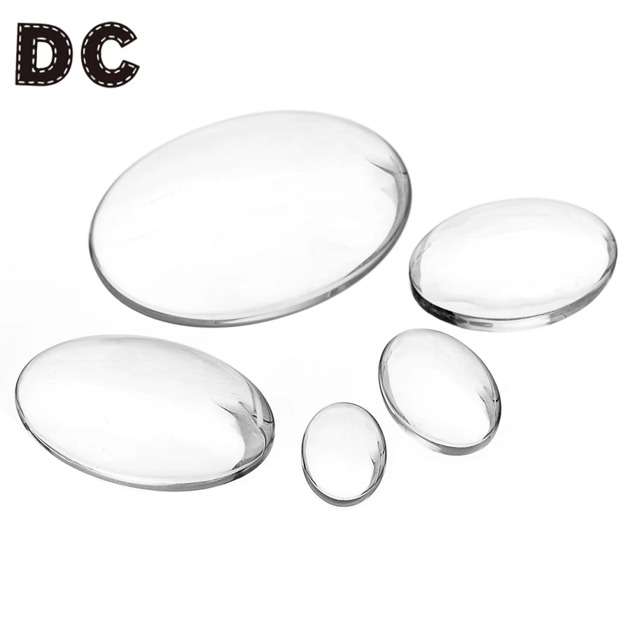 

10pcs Transparent 10x14/13x18/18x25/20x30/30x40mm Oval Flatback Glass Cabochon Spacers For DIY Jewelry Making Accessories