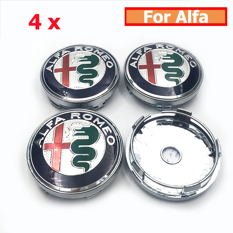 Car Styling 4 x 60mm Wheel Emblem Badge Logo Stickers For ALFA ROMEO Rim Cover Dust-proof Covers (fit ) |
