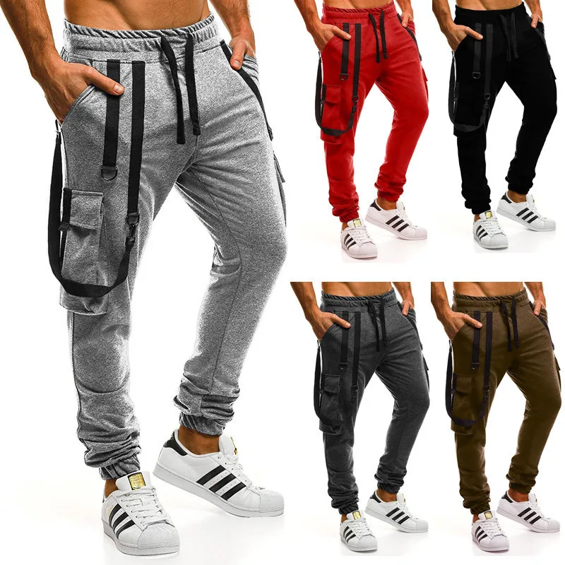 2019 New Plus Size 3XL Men Running Pants Sport Joggers Trousers Black Fitness Gym Clothing With Pockets Leisure Sweatpants | Спорт и