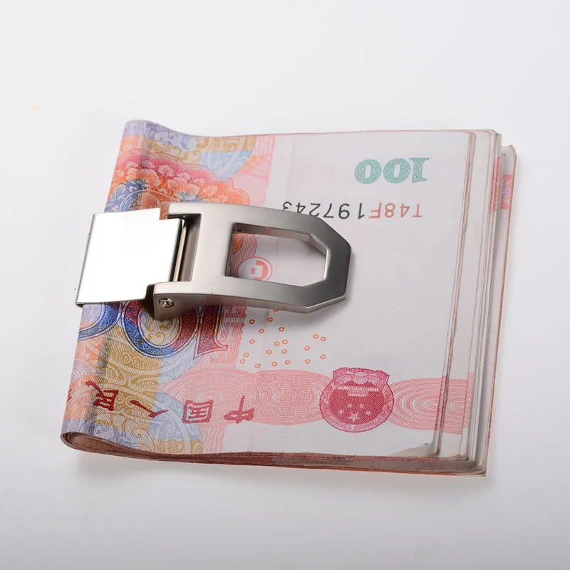QOONG серебристый держатель для денег с надписью на заказ из нержавеющей стали