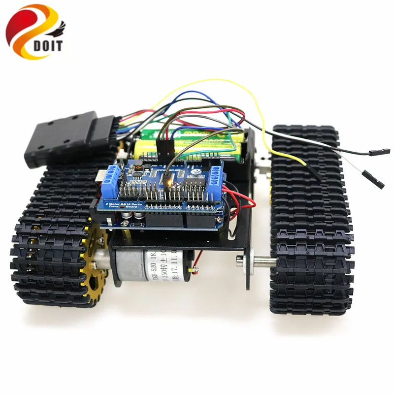 PS2 джойстик Управление умный робот бак шасси с двойной DC 12 В двигателя + Arduino доска