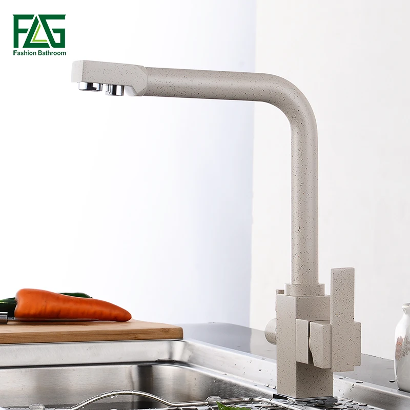 

FLG Water Filter Kitchen Faucets Deck Mount Black Mixer Tap 360 Degree Rotation with Water Purification Features Kitchen Taps