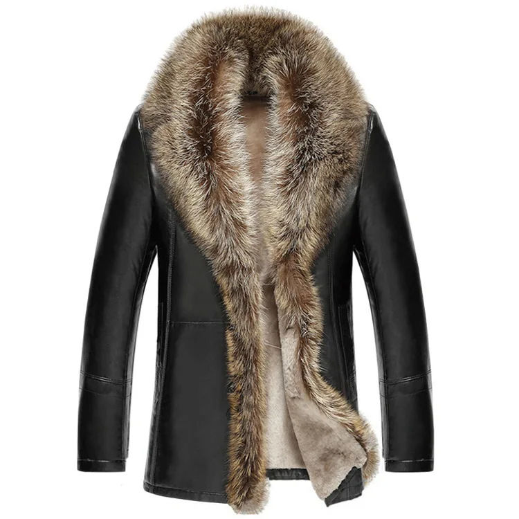 

M-5xl 2021 Winter New Men Leather Jacket Lambswool Genuine Leather Coats Thicken Fur Collar Jaqueta Masculino Plus Size Clothing