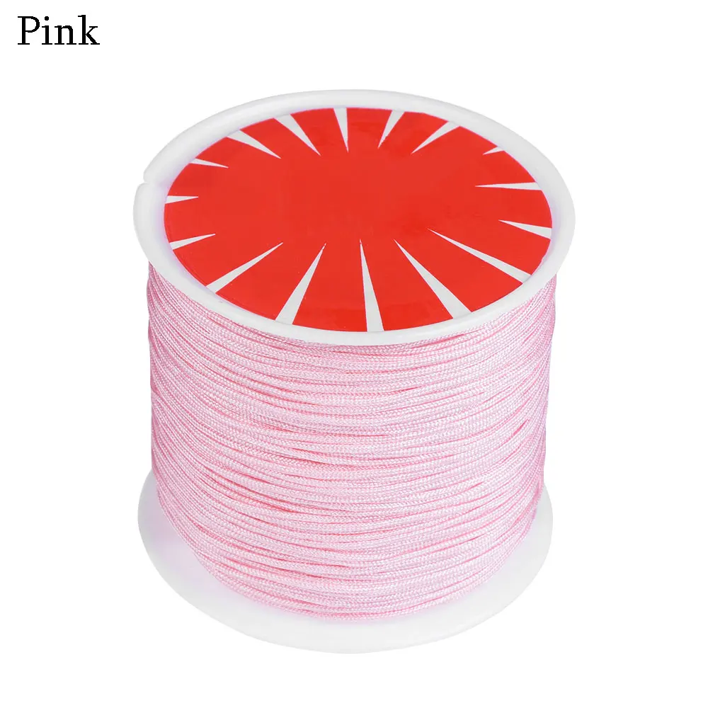 pink 1 рулон 0,8 мм 45 м плетеные шнуры китайский узел браслет строка Rattail цепочки и ожерелья нитки атласный шелковый шнур провода нейлоновая веревка ручн - Цвет: pink