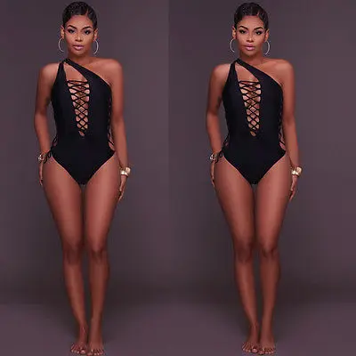 1 шт. сексуальный женский бандажный пуш ап бикини с высокой талией черно белый