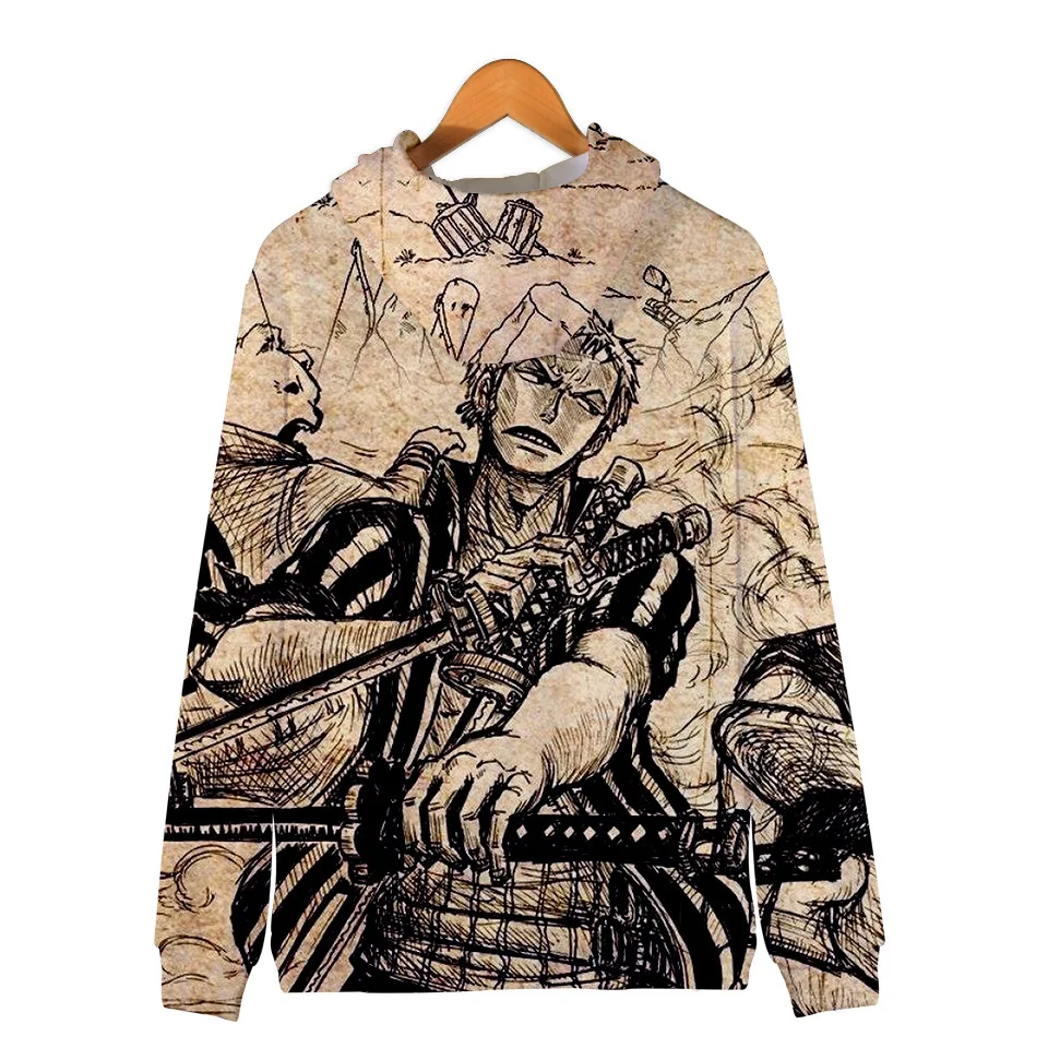 Roronoa Zoro Толстовка свитшот с капюшоном куртка на молнии пальто для мужчин женщин