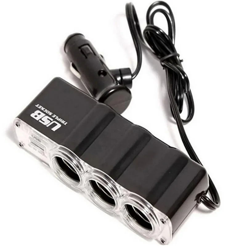 Интерьер автомобиля 3 розетки Φ разветвитель и 1 USB порт автомобильное зарядное