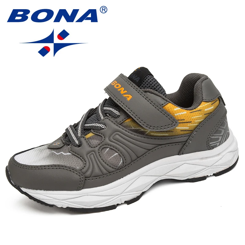 Кроссовки BONA детские на липучке модная повседневная обувь для прогулок и бега