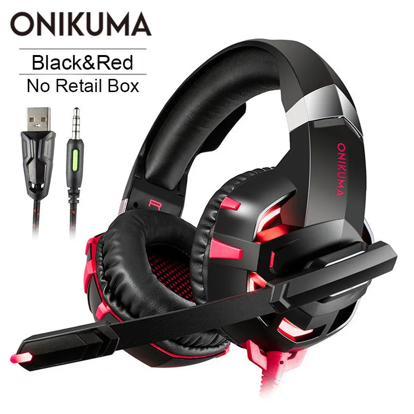 Red 3.5MM No Box ONIKUMA K2 7,1 объемный звук USB игровая гарнитура шлем Проводная PS4 Xbox One головные уборы с микрофоном Регулятор громкости для компьютера - Цвет: Red 3.5MM No Box