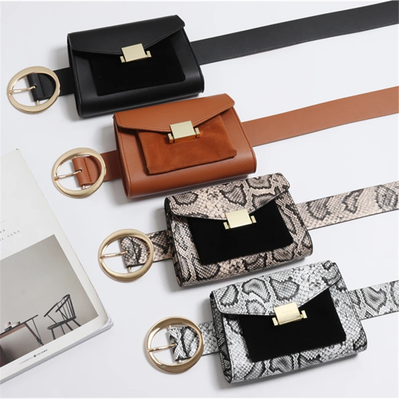 Поясная Сумка в стиле панк Женская поясная сумка под змеиную кожу винтажная