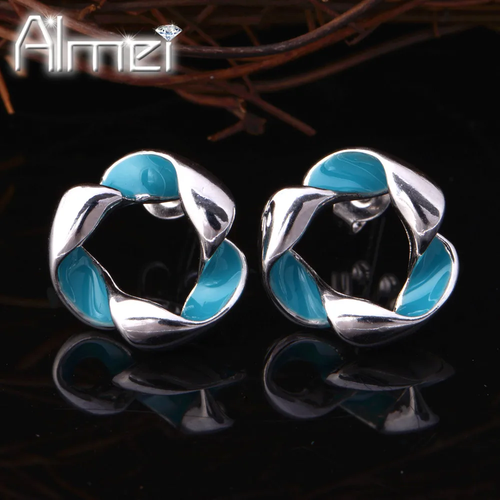 Sale 2017 Fashion Jewelry Cheap Rose Gold Color Black /Blue Wreath Stud Accessories Earrings for Woman Mother's Day Gift R458 |
