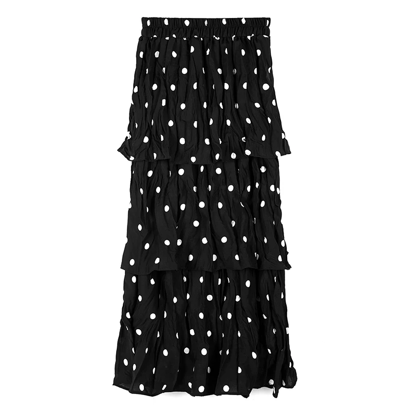 Юбки в горошек с высокой талией многослойные юбки до середины икры Милая женская