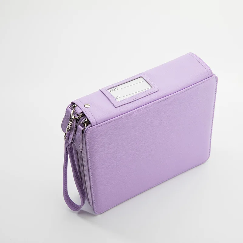 PURPLE 124 отверстия, чехол для карандашей, канцелярские товары, большая емкость, школьный, офисный, Подарочный мешочек, художественные маркеры, коробка для ручек, живопись, складная коробка, набор с ремнем - Цвет: PURPLE