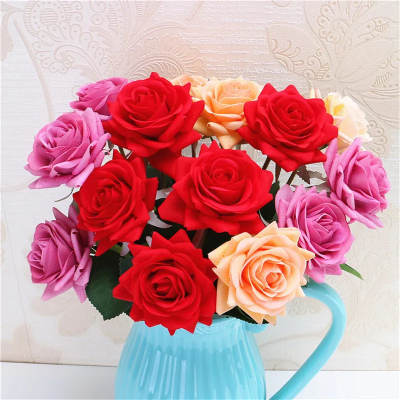 домашние цветы Высококачественная рука чувство одиночная Роза искусственный