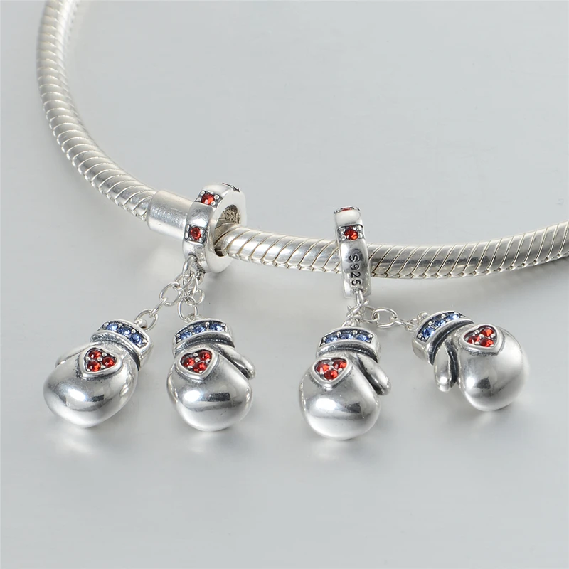 Серебряный 925 Ювелирная Перчатка из бисера Рождественский подарок Семья