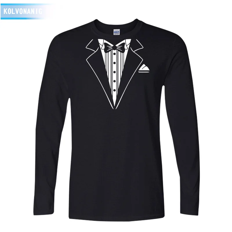 

KOLVONANIG 2019 Fall Fashion New Street T Shirts Fake Suit Tie Funny Print Men's T-Shirt O-Neck Casual Mens Clothing Tee shirts