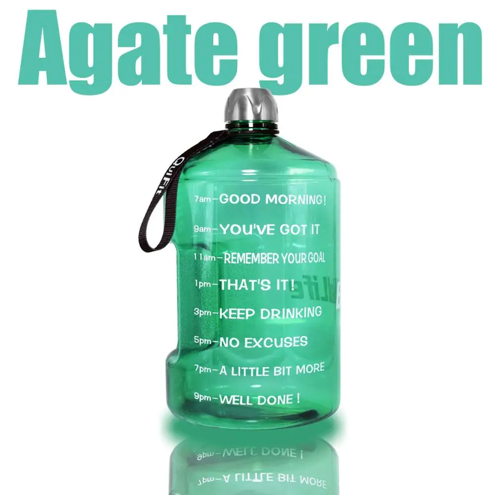 Agate Green QuiFit 3.78L 2.2L 1.3L Прозрачный большой галлон бутылки для питьевой воды пластик большой емкости для тренажерного зала фитнес-туризма BPA бесплатные виды спорта - Цвет: Agate Green