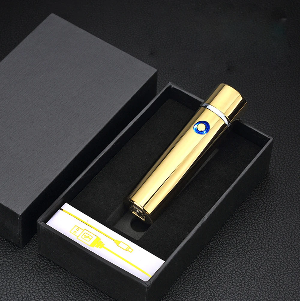 Noble cylinder LED Windproof Smoke lighter Cross Double Arc Lighter USB Pulse Cigar Lighters Electronic pipe cigarette lighters |