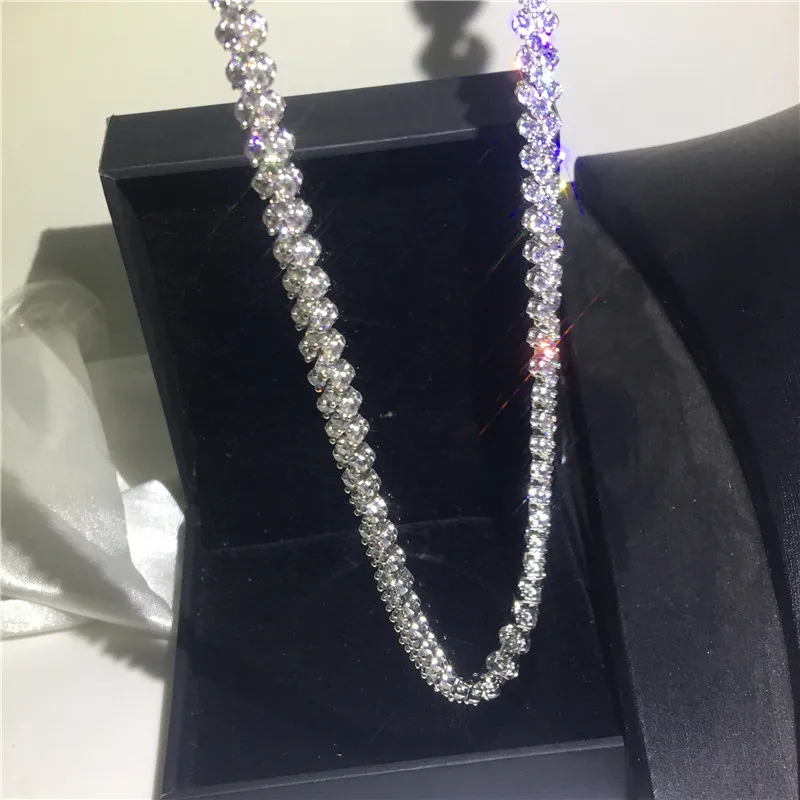 Ожерелье в римском стиле для тенниса длинное ожерелье из белого золота с