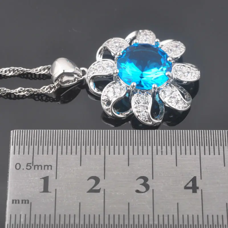 FAHOYO голубые циркониевые солнечные цветы из стерлингового серебра 925 пробы для