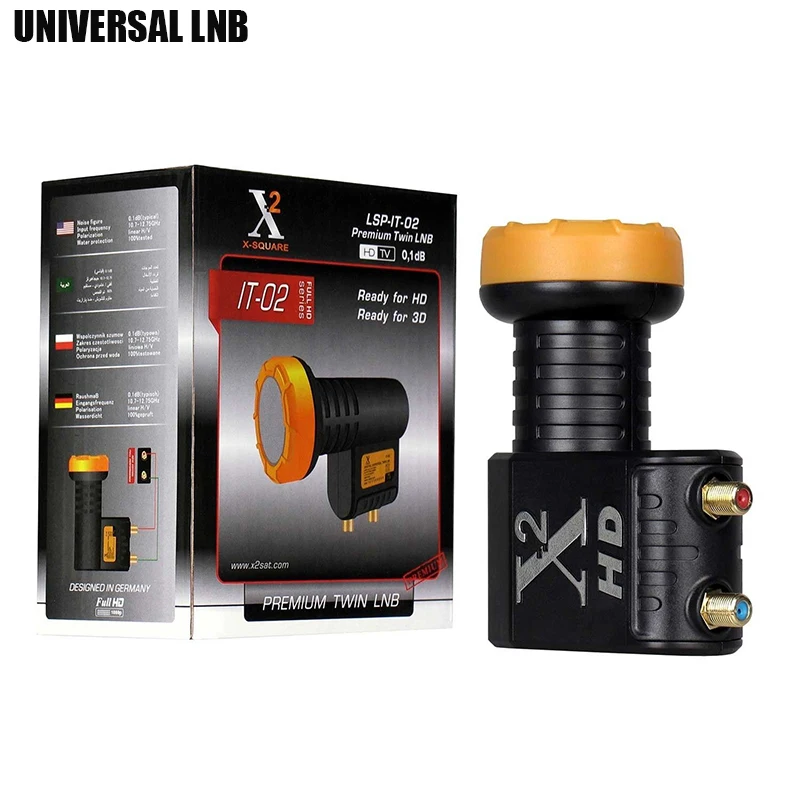 

X-Square HD Digital Universal LNB Satellie TV Receiver Twin LNB High Power Quality Ku Band LNBF Noise Figure 0.1dB Twin LNB