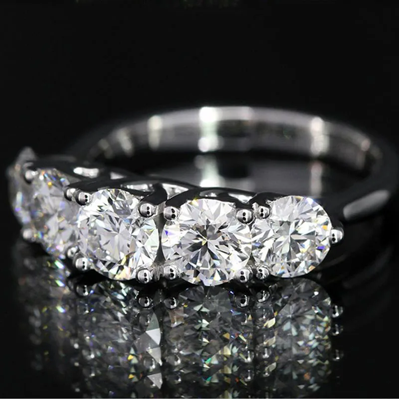 3 4 карат 18K Белое Золото Moissanite бриллиантовое кольцо роскошное Женское