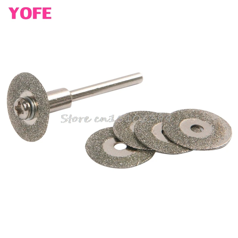 5Pcs 22mm Emery Diamond Cutting blades Drill Bit+1 Mandrel For Dremel Set New Drop Ship | Инструменты