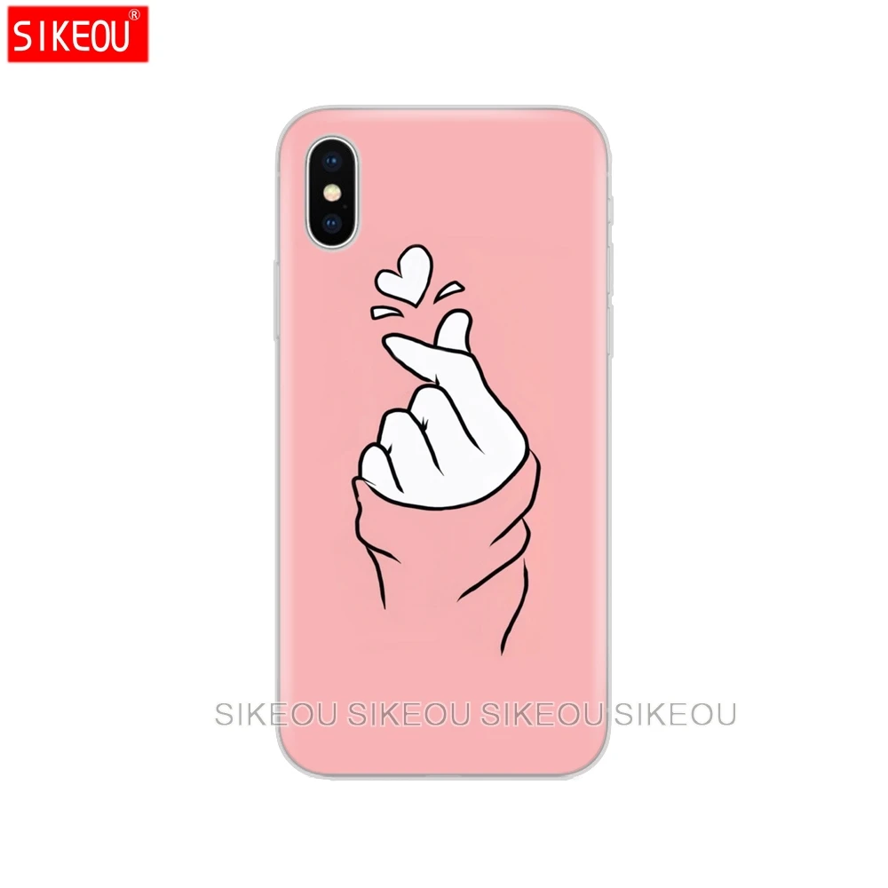 Силиконовый чехол для телефона Iphone 6X8 7 6s 5 5s SE Plus 10 XR XS Max черно белый с рисунком в