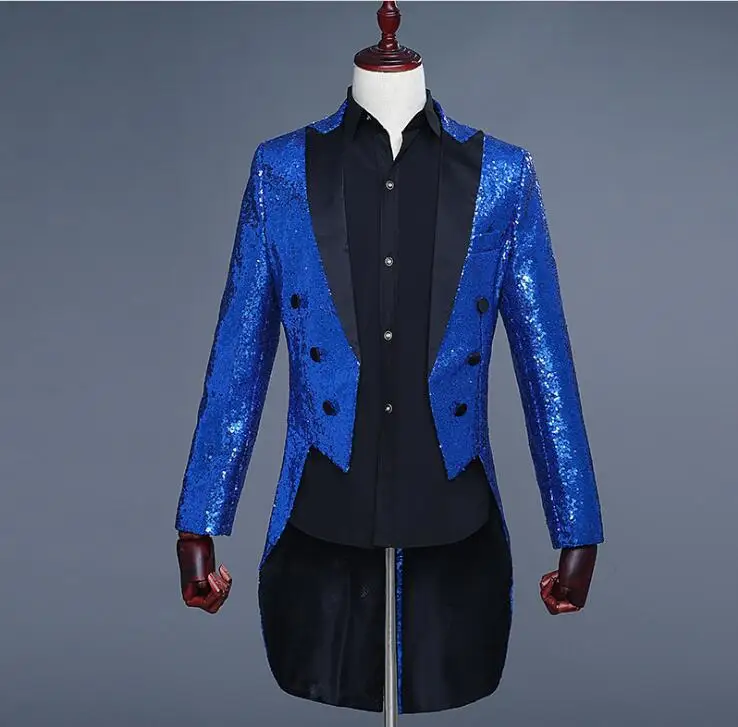 Мужской смокинг с пайетками сценическое платье для выступлений куртка магиков