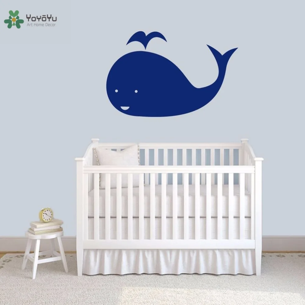 

Виниловая настенная наклейка yoyoyoyu, милый маленький кит, Дождеватель «сделай сам», полная игривой стены, прекрасная наклейка для детской комнаты FD044