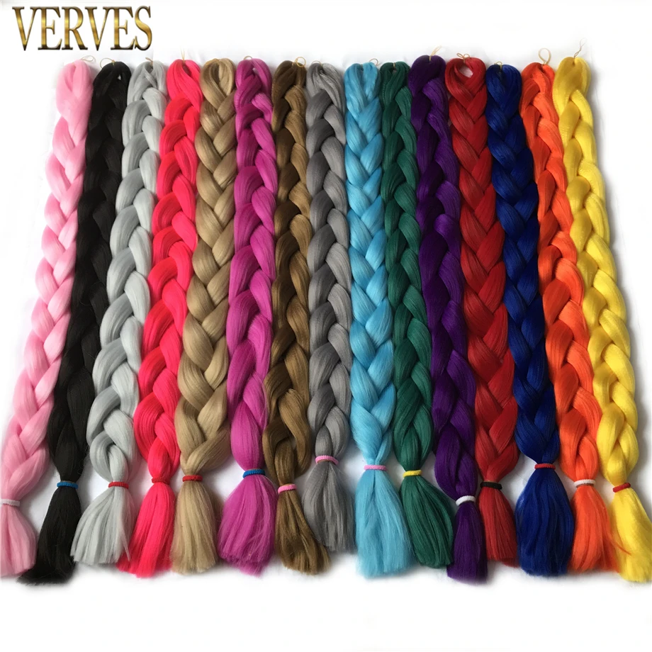 Плетеные волосы 1 шт. длинные 100 см в сложенном виде искусственные однотонные