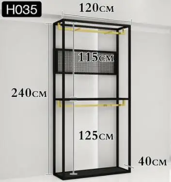120x240cm Двухъярусная витрина для магазина одежды, комбинированная стойка для мужчин и женщин, витрина для магазина одежды, железная одежда - Цвет: 120x240cm