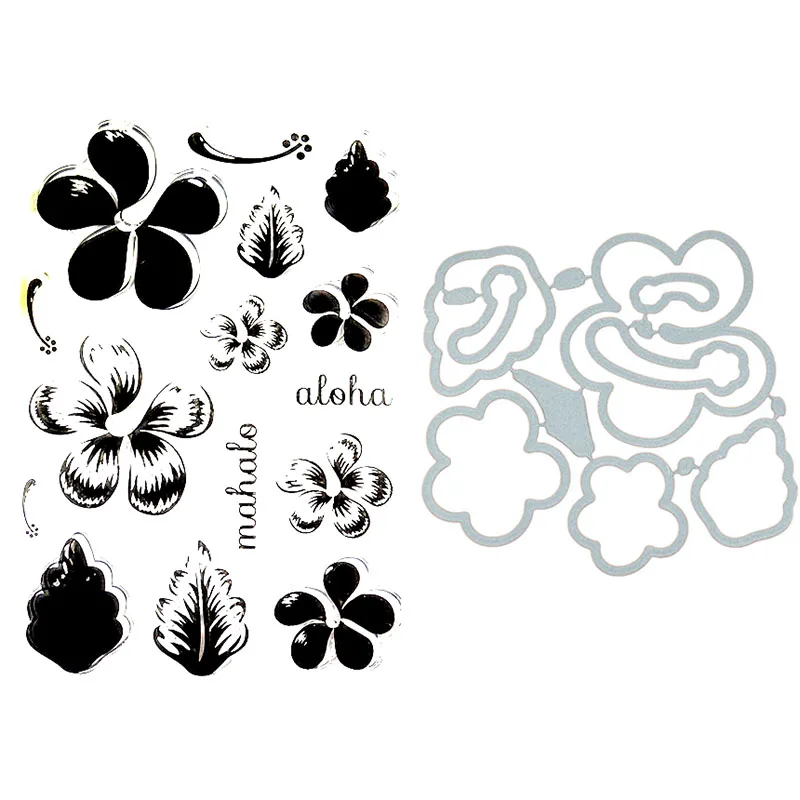 Aloha цветочный прозрачный штамп/подходящие трафареты для резки металла DIY штамп