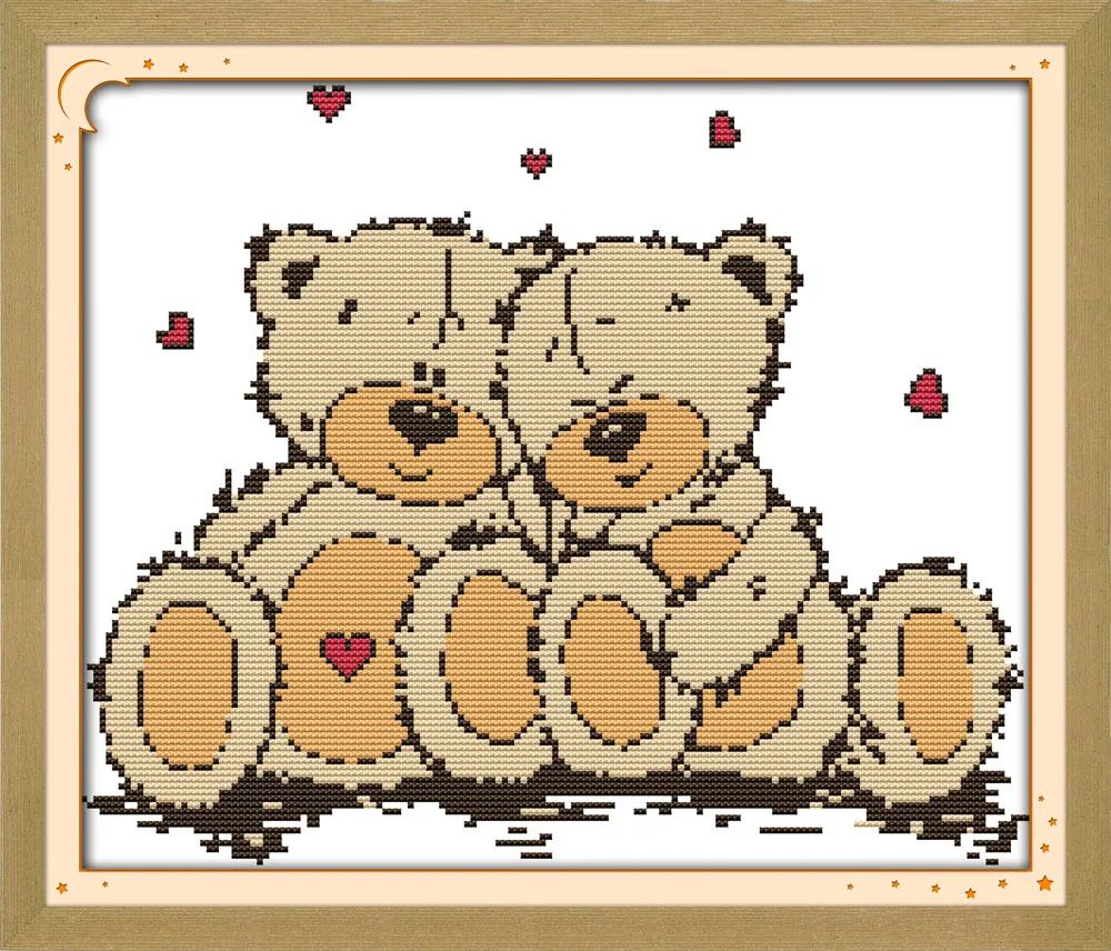 

Sweet time cross stitch kit animal bear lovers Aida count 18ct 14ct 11ct print embroidery DIY handmade needlework supplies bag