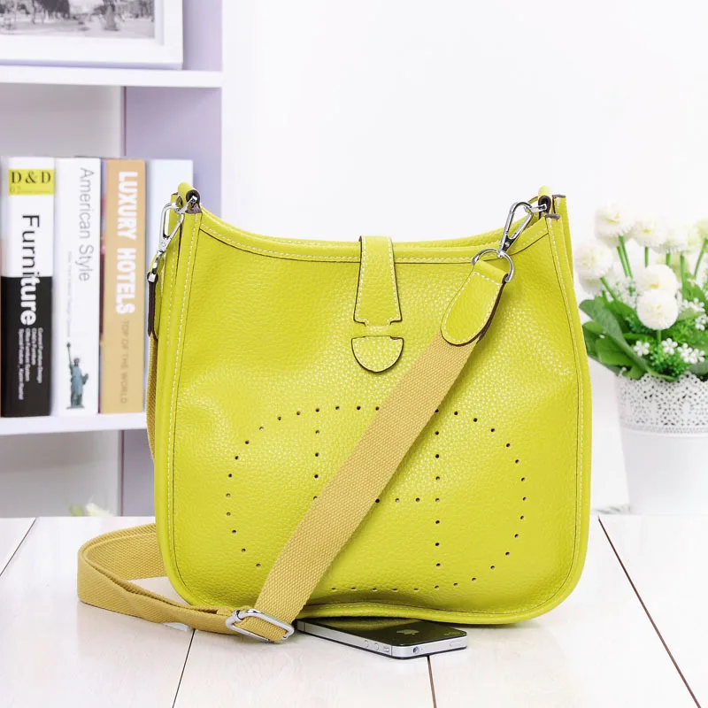 Lemon yellow28CM Новые сумки из натуральной кожи, женские сумки-мессенджеры, Дизайнерские повседневные женские сумки-тоут через плечо - Цвет: Lemon yellow28CM