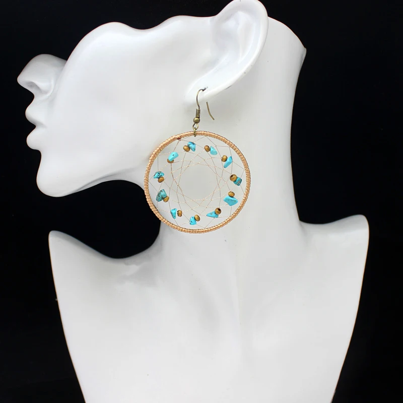 Ловец снов цепочка из натуральных камней деревянные бусины цветная подвеска с