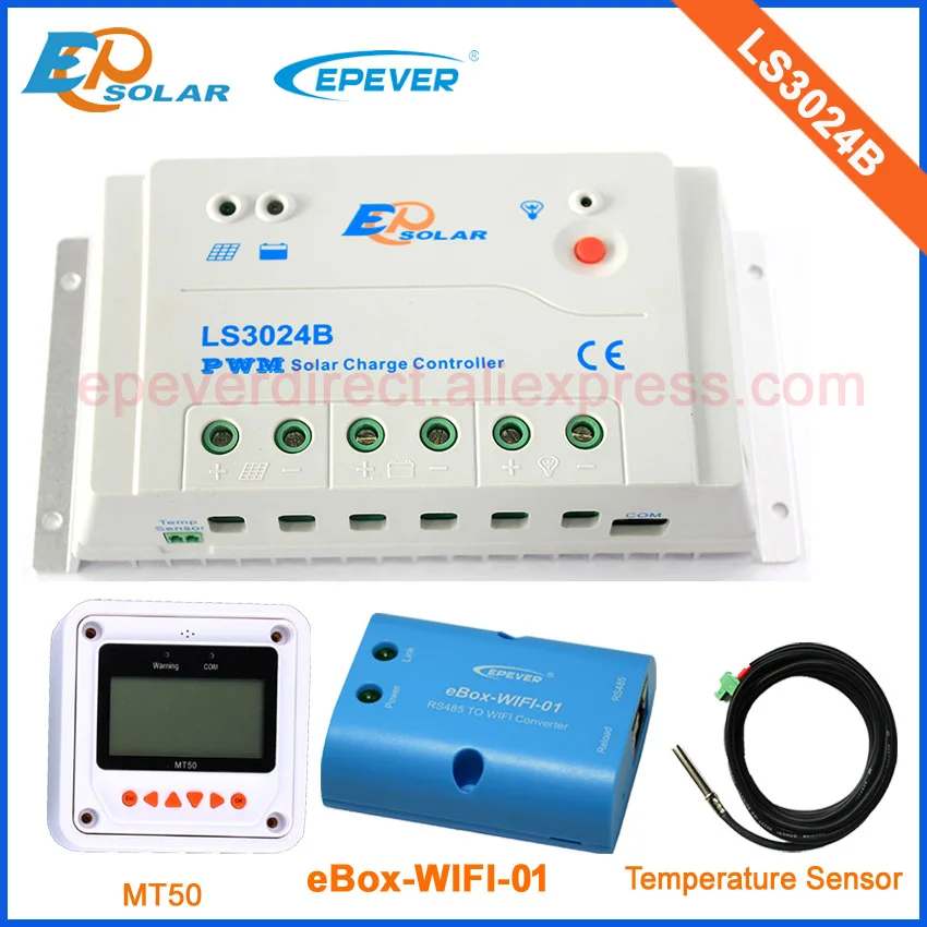 

regulator pwm solar charger 24V Battery controller EPEVER Free Shipping LS3024B Wifi eBOX and Temp sensor 30A 30amps Epsolar