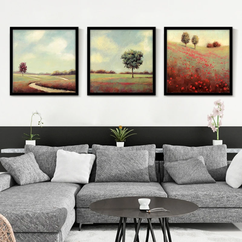 2021 Лидер продаж Триптих Пейзаж Wall Art декоративные без рамки Скандинавская